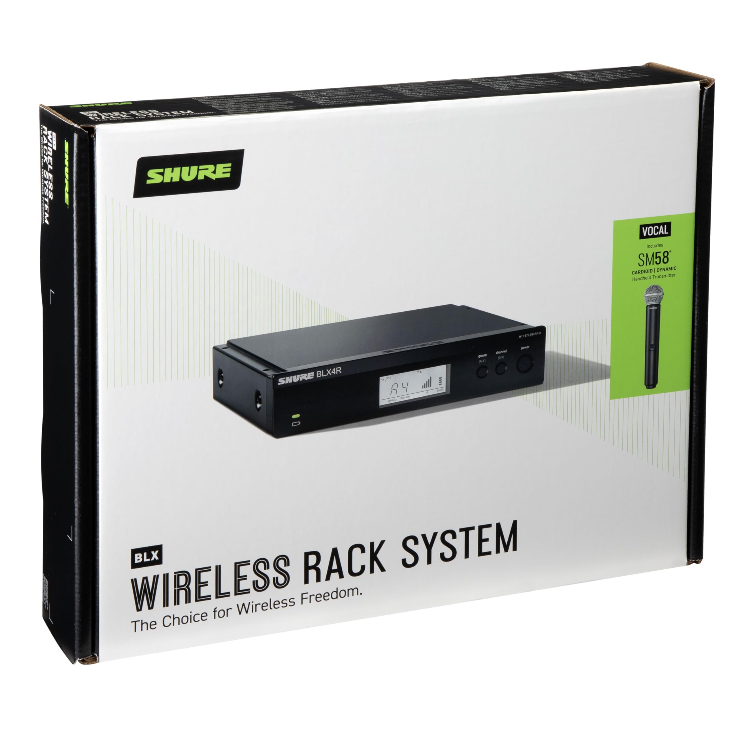 Shure BLX24R/SM58 Wireless Microphone System - 14-Hour Battery Life, 300 ft Range, UHF | SM58 Handheld Vocal Mic, Single Channel